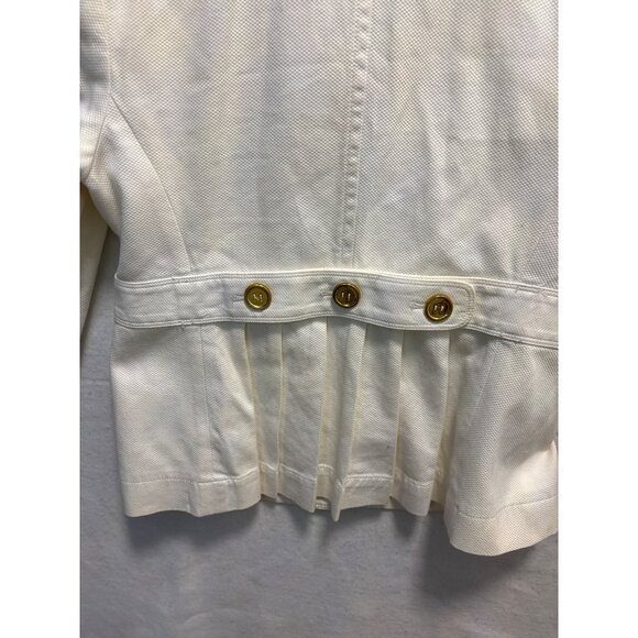 Ann Taylor Loft Womens White Blazer Jacket 10P Petite Cotton Blend 3/4 Sleeve Bu - Picture 11 of 12